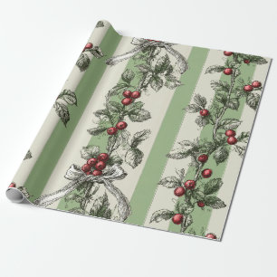 Papel De Regalo Franja Botánica de Vid y Cinta de Frutas Vintage