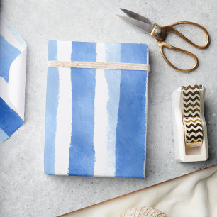 Papel De Regalo Franja de acuarela azul