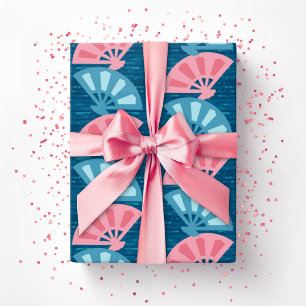 Papel De Regalo Franja de Fanfarria en Rosa y Aqua