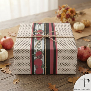 Papel De Regalo Franja de Semilla de Granada Moderna
