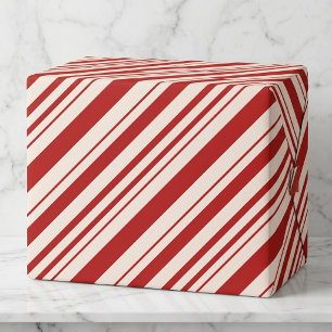 Papel De Regalo Franja diagonal de caramelo rojo y blanco