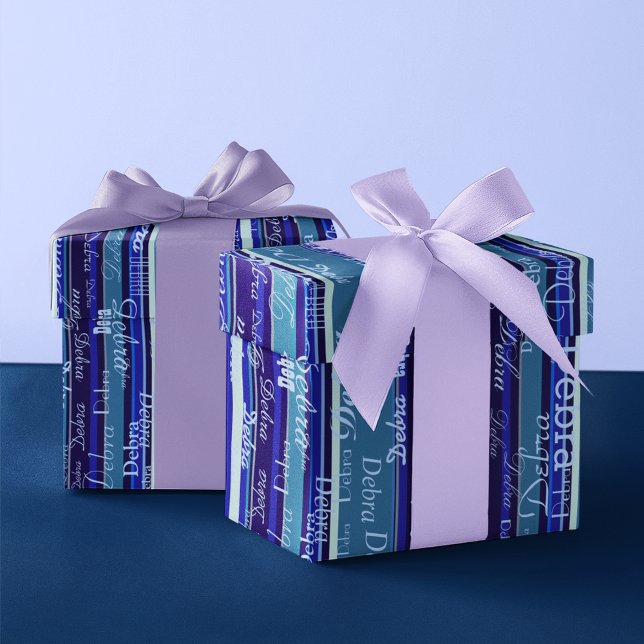 Papel De Regalo franjas azules con nombres (Subido por el creador)
