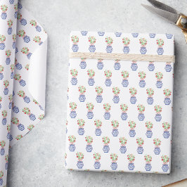 Papel De Regalo Frascos de Chinoiserie de fresas rojas