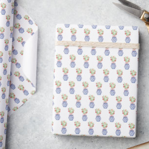 Papel De Regalo Frascos de Chinoiserie de fresas rojas