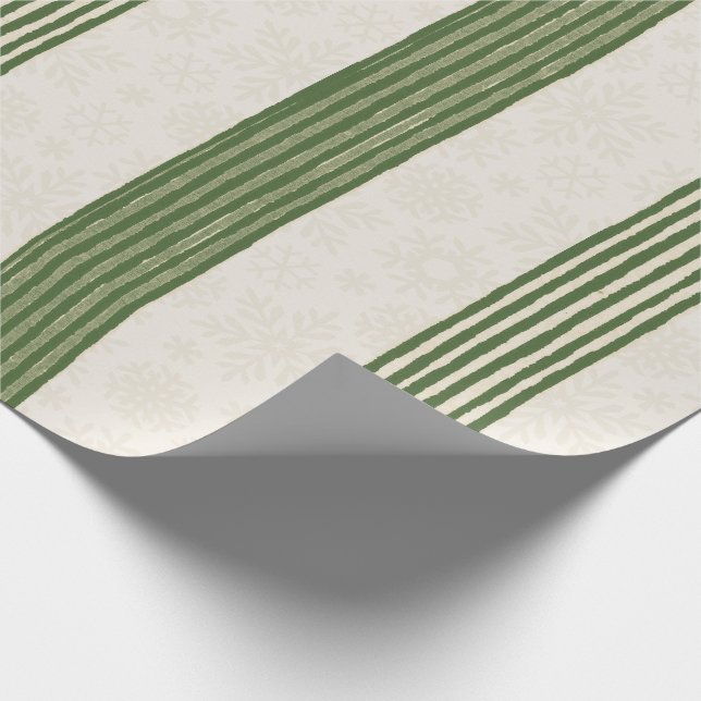 Papel De Regalo Fraude verde Delicada Nochebuena de copas de nieve (Esquina)