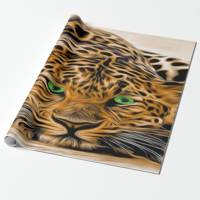 Papel De Regalo Fred, nombre de Green Eye Leopard (Desenrollado)