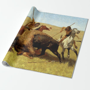 Papel De Regalo Frederic Remington La Caza De Búfalos