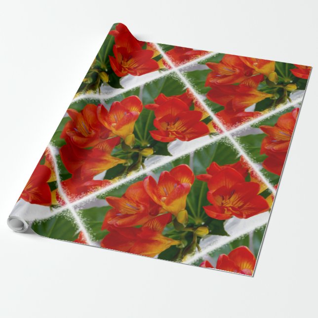 Papel De Regalo Freesia roja (Desenrollado)
