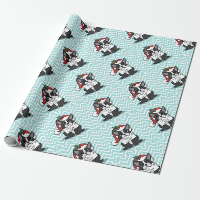 Papel De Regalo French bulldog Santa Claus Holiday (Desenrollado)