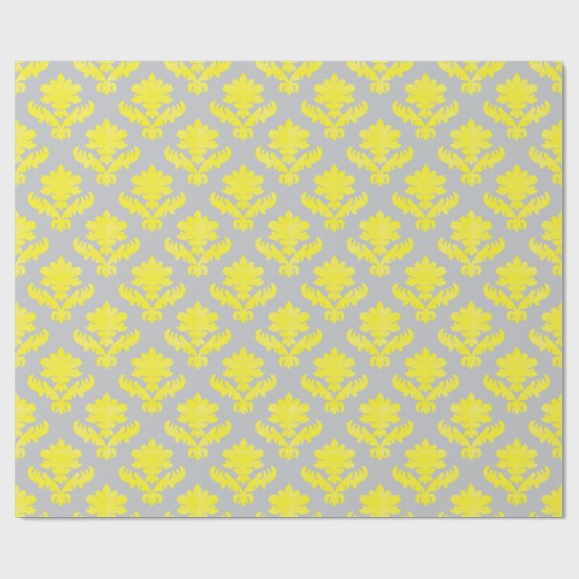 Papel De Regalo French Tapestry Bright Yellow and Gray (Superficie plana)