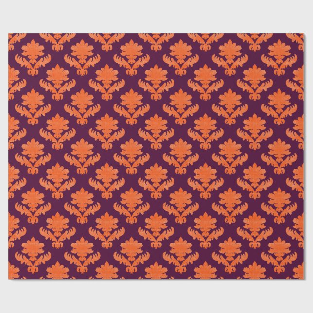 Papel De Regalo French Tapestry Orange Burgundy (Superficie plana)