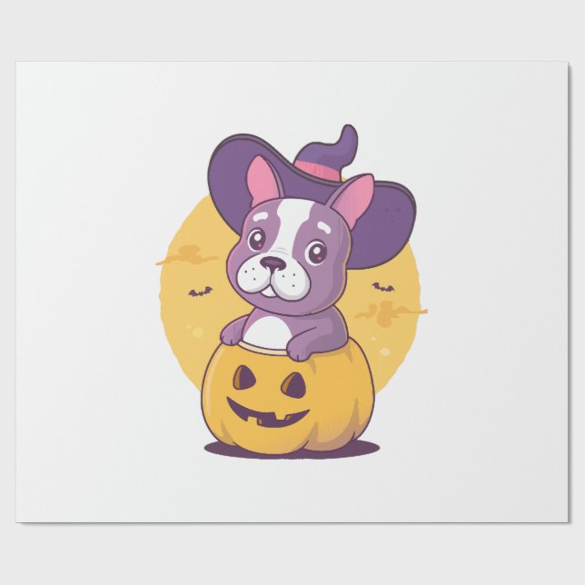 Papel De Regalo Frenchie Halloween (Superficie plana)