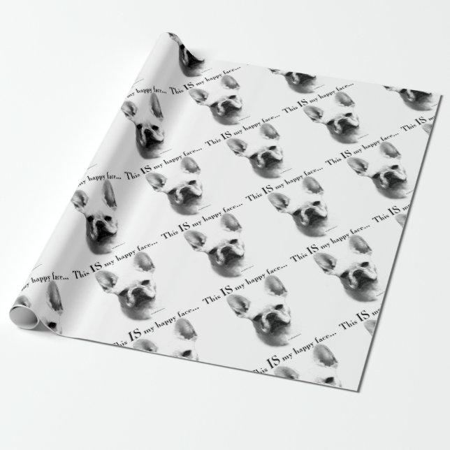 Papel De Regalo Frenchie Happy Face (Desenrollado)