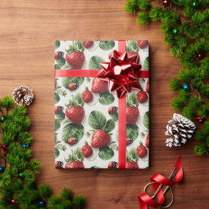 Papel De Regalo Fresa de color de agua y patrón transparente para