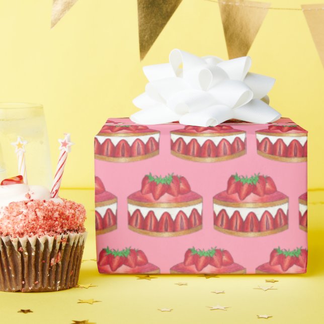 Papel De Regalo Fresa Fraisier Cake Pastelería Francesa Chef Bakú (Fiesta de cumpleaños )