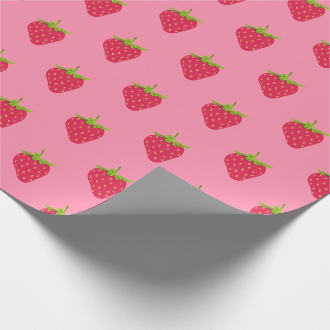 Papel De Regalo Fresa Kawaii Fruta de Berry Tropical Estética (Esquina)