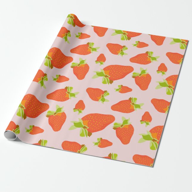 Papel De Regalo Fresa Leche (Desenrollado)