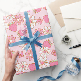 Papel De Regalo Fresa Margarita y Mariposa
