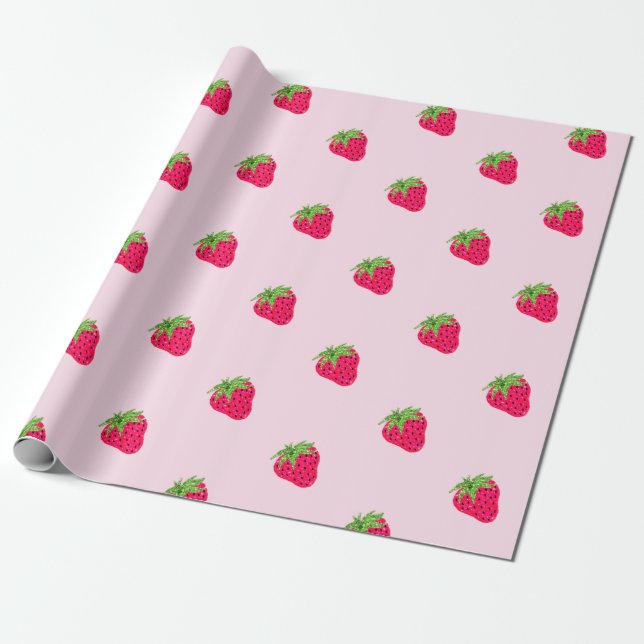Papel De Regalo Fresa Rosa Brillante Genial (Desenrollado)