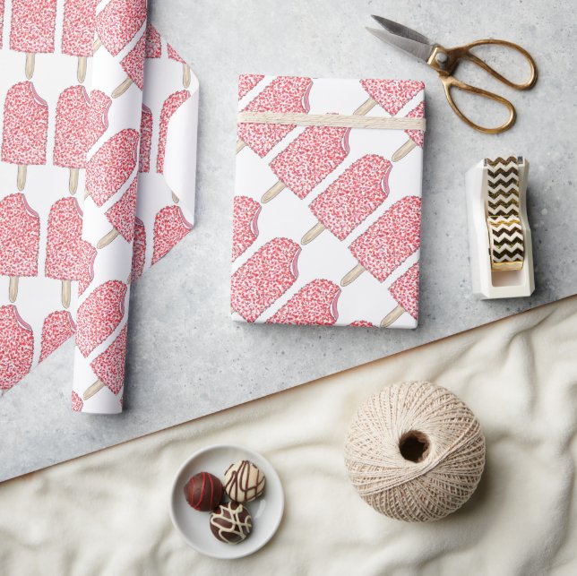 Papel De Regalo Fresa Rosa Eclair Helado Popsicle Lolly (Artesanía)