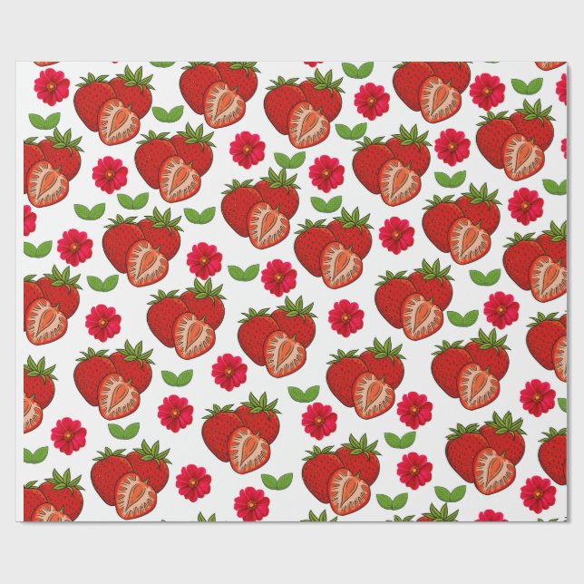 Papel De Regalo Fresas  (Superficie plana)
