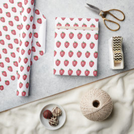 Papel De Regalo Fresas Acuarela Pintadas a Mano