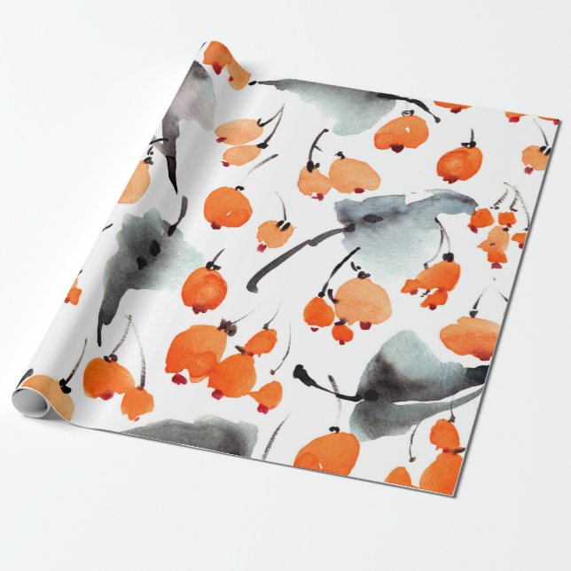 Papel De Regalo Fresas acuáticas y hojas patrón de ilustracion (Desenrollado)