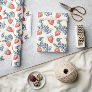 Papel De Regalo Fresas Arándanos Frutas