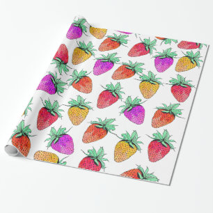 Papel De Regalo Fresas con sabor a fruta de la acuarela colorida