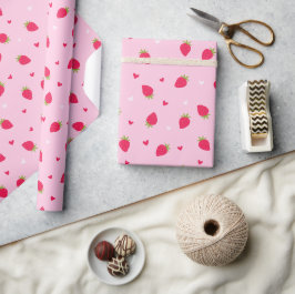 Papel De Regalo Fresas Corazones Amor Bayas San Valentín