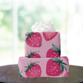 Papel De Regalo Fresas de fresa de gran impresión envueltas en ros