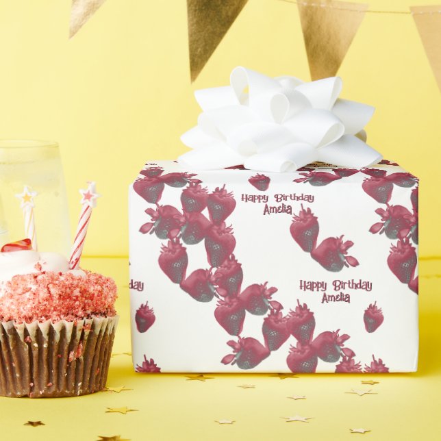 Papel De Regalo Fresas dulces personalizadas (Fiesta de cumpleaños )
