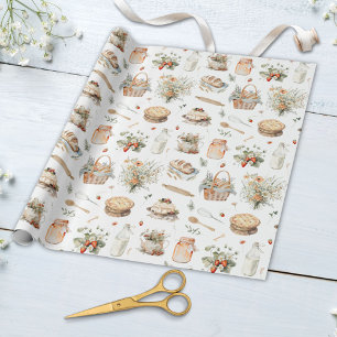 Papel De Regalo Fresas Florales Acuarelas Caprichosas Campestres