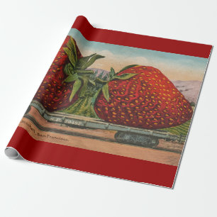 Papel De Regalo Fresas Gigante Antiguo Fruta Diversión