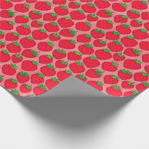 Papel De Regalo Fresas rojas en rosa
