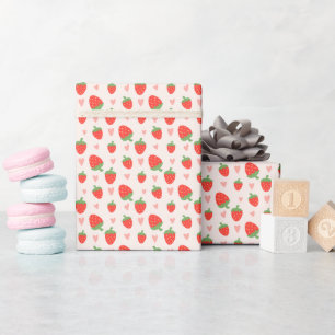 Papel De Regalo Fresas y corazones dulces