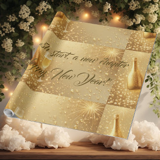 Papel De Regalo Fresca Inicio Nuevo Capítulo Champagne Oro Mediano