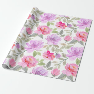 Papel De Regalo Fresco Ambiente de Primavera: Diseño Floral Rosa y