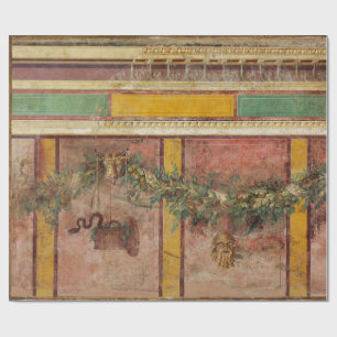 PAPEL DE REGALO FRESCO ROMANO ANTIGUO, MÁSCARA DE SÁTIRO, GUIRNALD