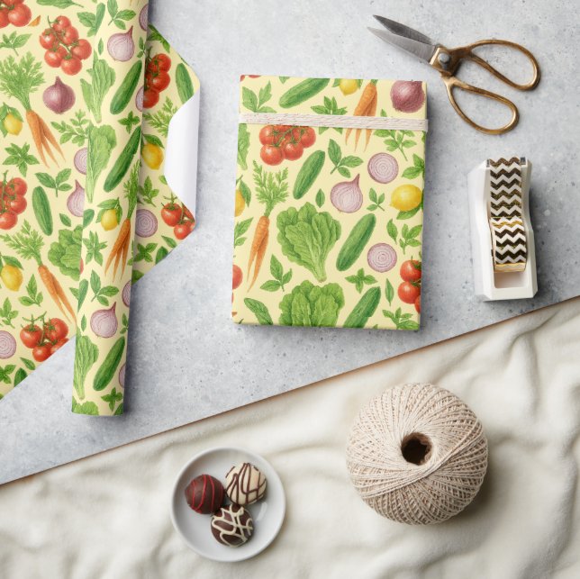 Papel De Regalo Fresh Market Veggie Garden Wrapping Paper — Lemon (Artesanía)