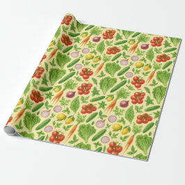 Papel De Regalo Fresh Market Veggie Garden Wrapping Paper — Lemon