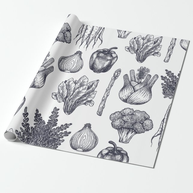 Papel De Regalo Fresh vegetables seamless pattern. Broccoli, carro (Desenrollado)