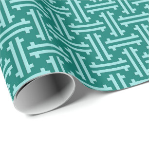Papel De Regalo Fret chino, turquesa y Aqua