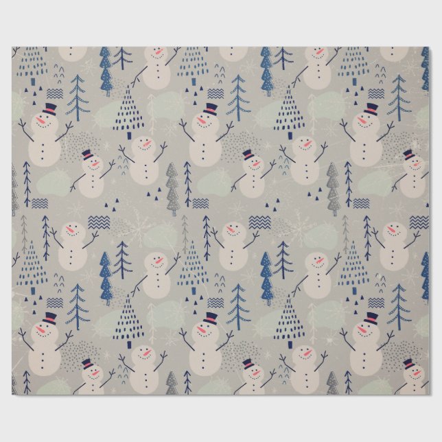 Papel De Regalo Friendly Little Snowman - gray (Superficie plana)