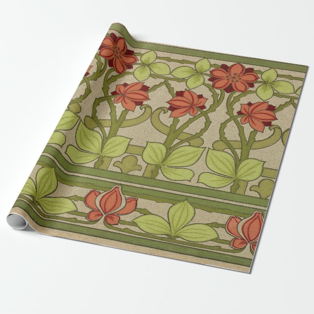 Papel De Regalo Frieze Border Art Nouveau Floral (Desenrollado)