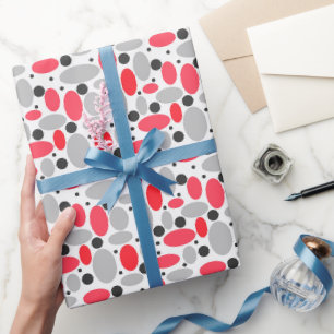 Papel De Regalo frijoles y guisantes retro rojo gris blanco patrón