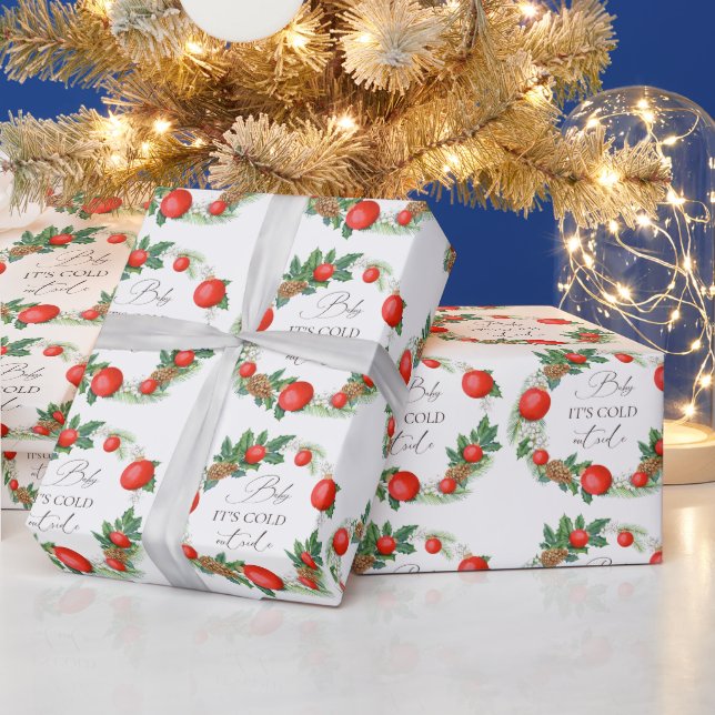 Papel De Regalo Fríos Navidades externos Wreath Winter Baby Shower (Vacaciones)