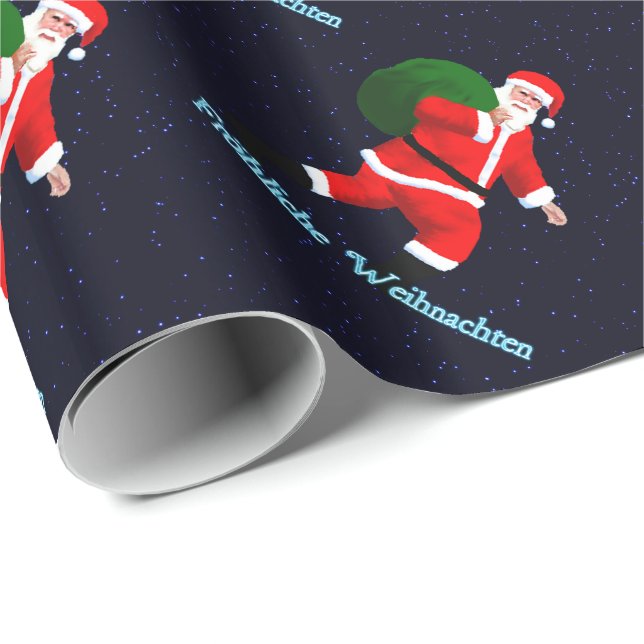 Papel De Regalo Froehliche Weihnachten - Santa Claus (Esquina del rollo)