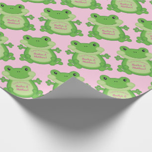Papel De Regalo Frog Baby Shower Pink