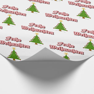 Papel De Regalo Frohe Weihnachten con árboles